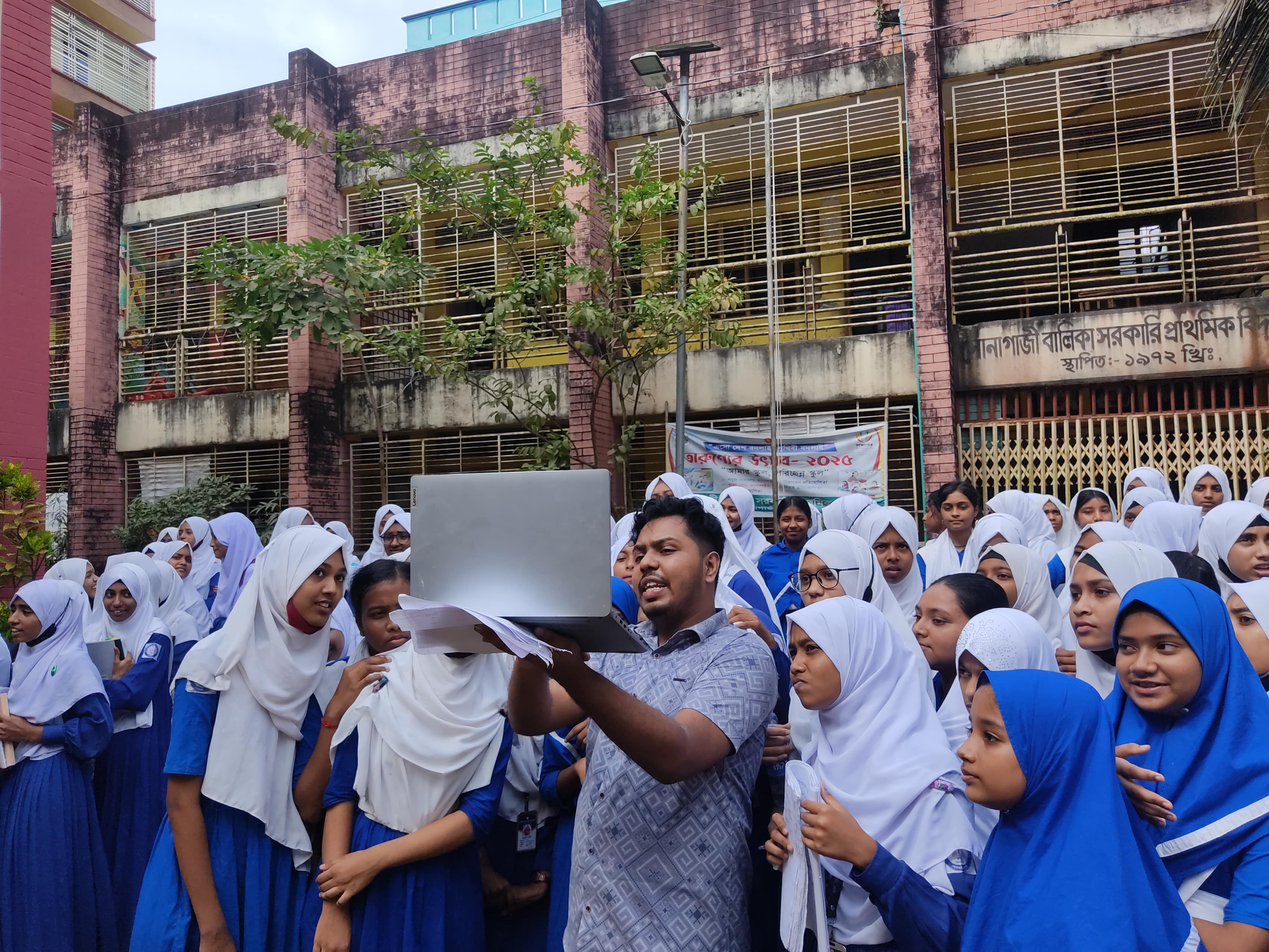 Girls in STEM session at Sonagazi Girls' Pilot High School